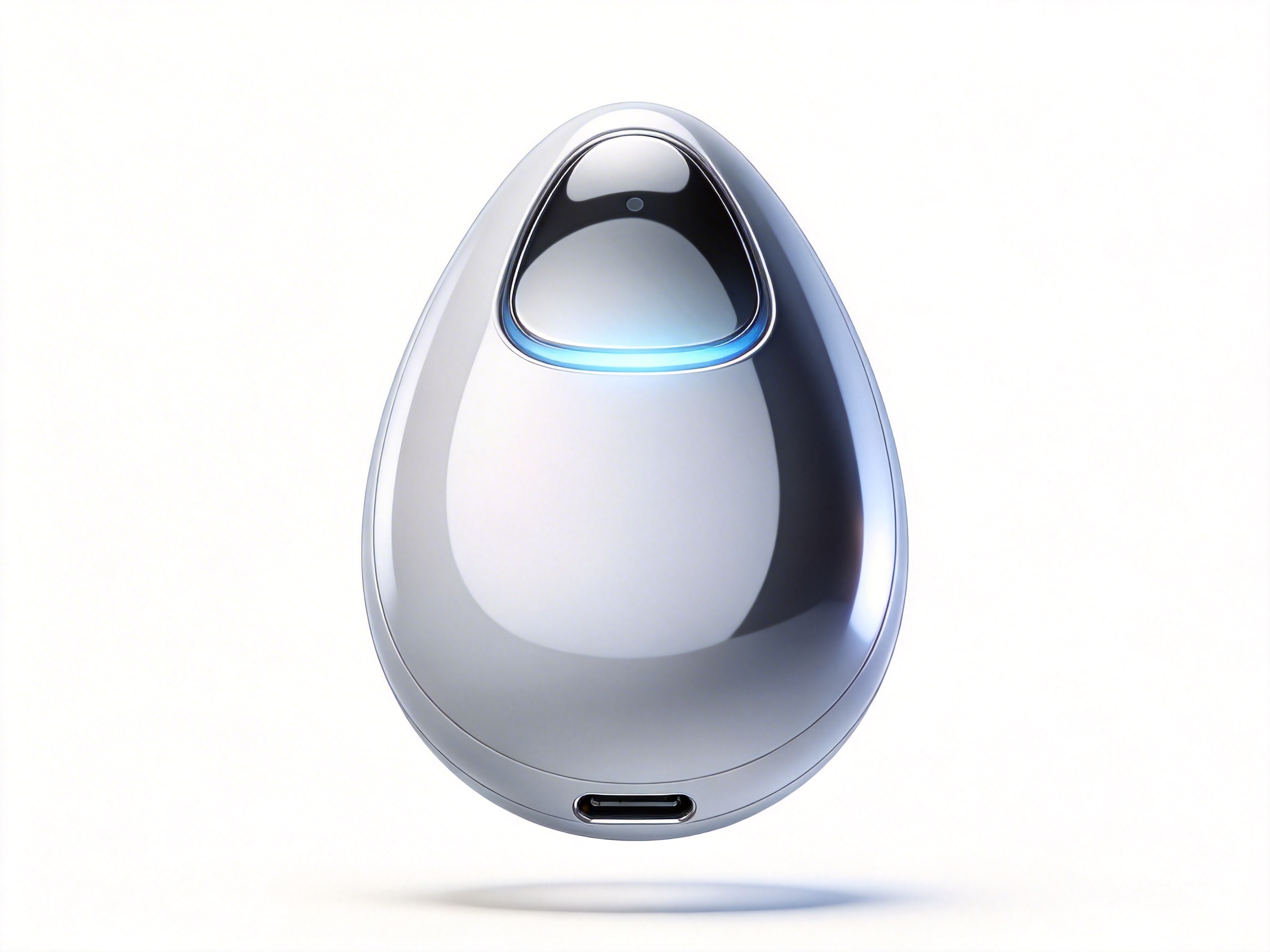 创作信息：3D渲染，未来科技感的水滴形蓝牙耳机，纯白色背景，简约高级质感，光影追踪，Oct...